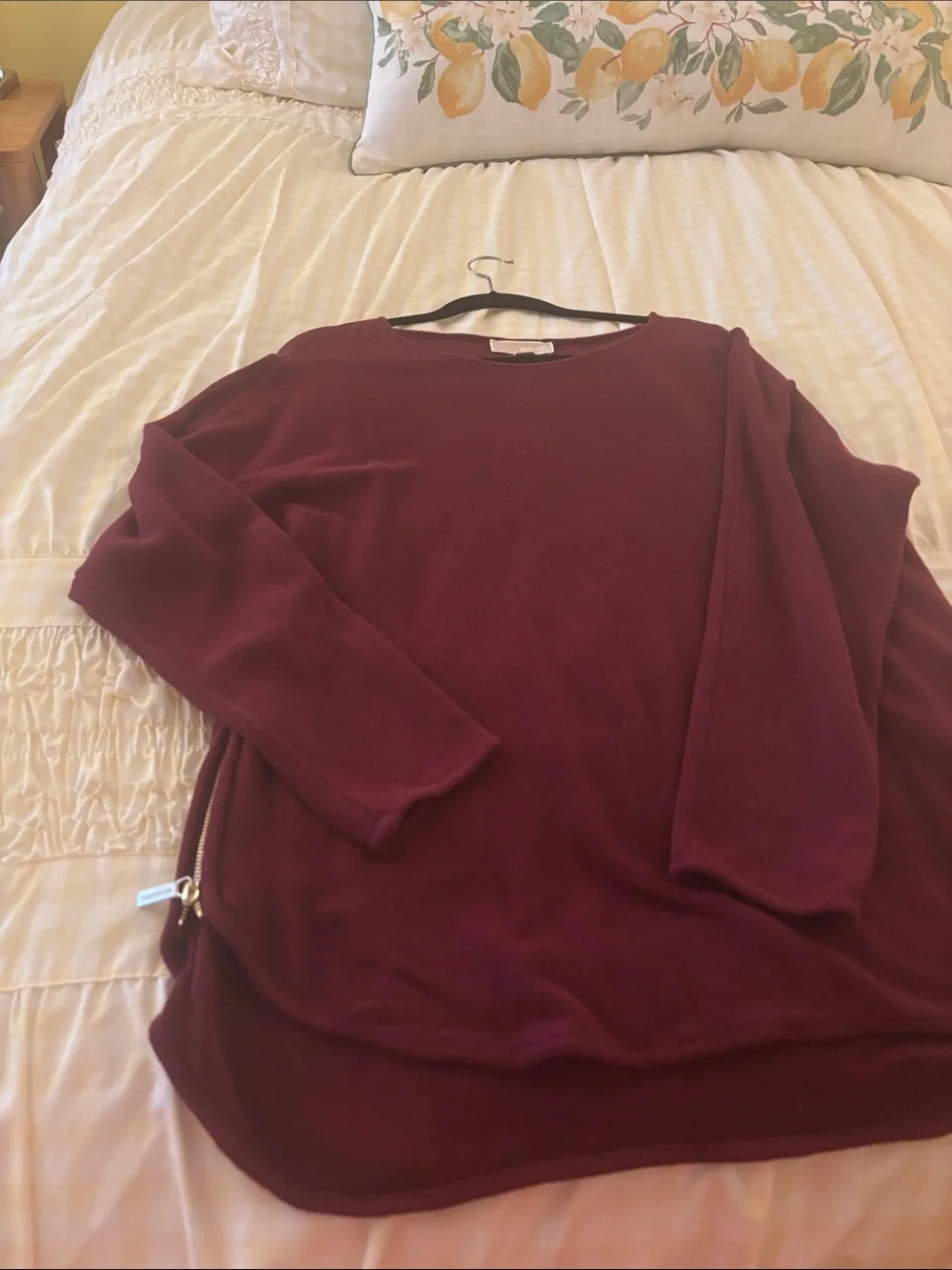 Michael Kors Burgundy Crew Neck Lightweight Knit Sweater